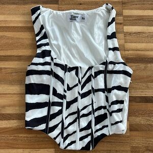TIGER MIST. Zebra print cropped corset. Size US XS
